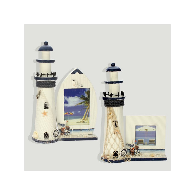 Portafotos madera nautica. Modelos surtidos + faro. 20X30cm Portafotos madera nautica. Modelos surtidos + faro. 20X30cm