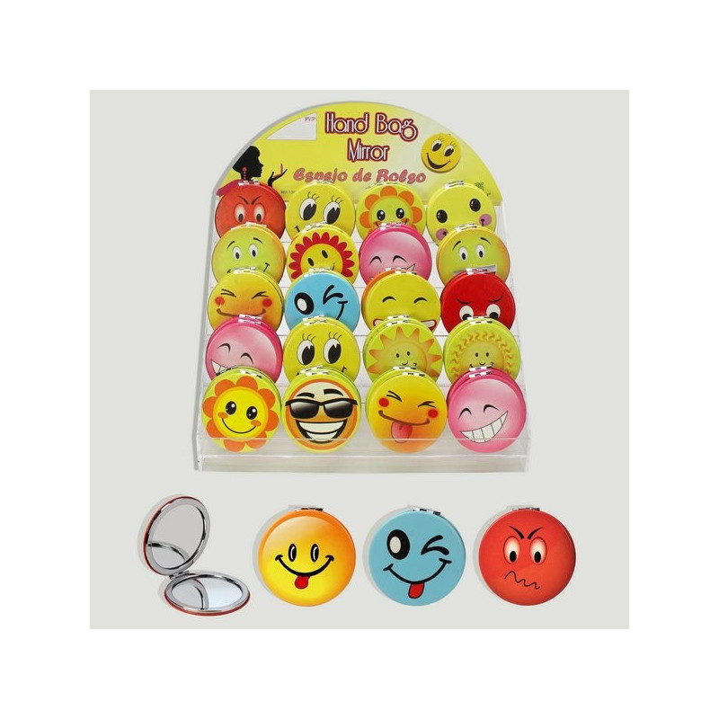HAND BAG MIRROR. Espejo bolso. Modelo redonto emoticonos. Regalo de display metacrilato HAND BAG MIRROR. Espejo bolso. Modelo redonto emoticonos. Regalo de display metacrilato