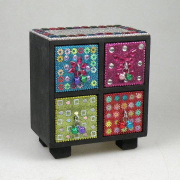 Caja decorativa 4 cajones. Colores surtidos. 12x14cm