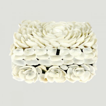 Caja nácar con conchas Flor Blanca 19x15cm