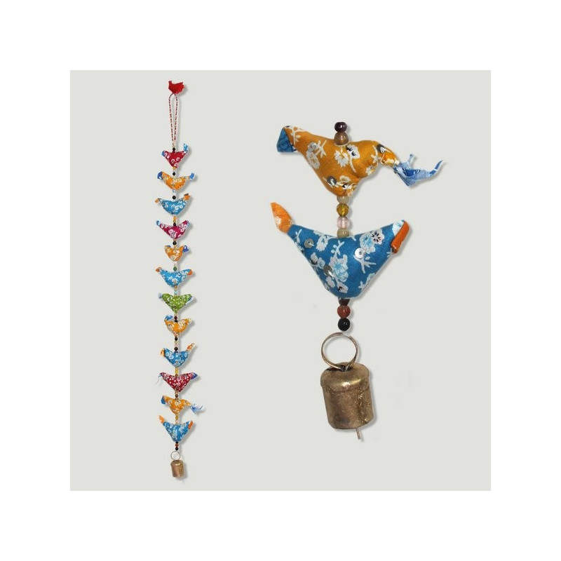Movil con campana 12 pajaros pequeños Movil con campana 12 pajaros pequeños
