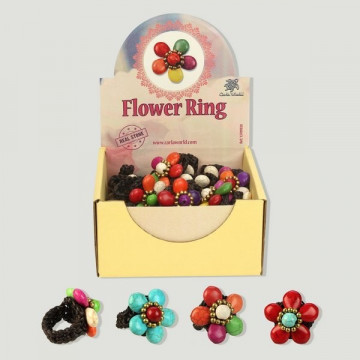 FLOWER RING. Anillos flor de tela. Colores surtidos