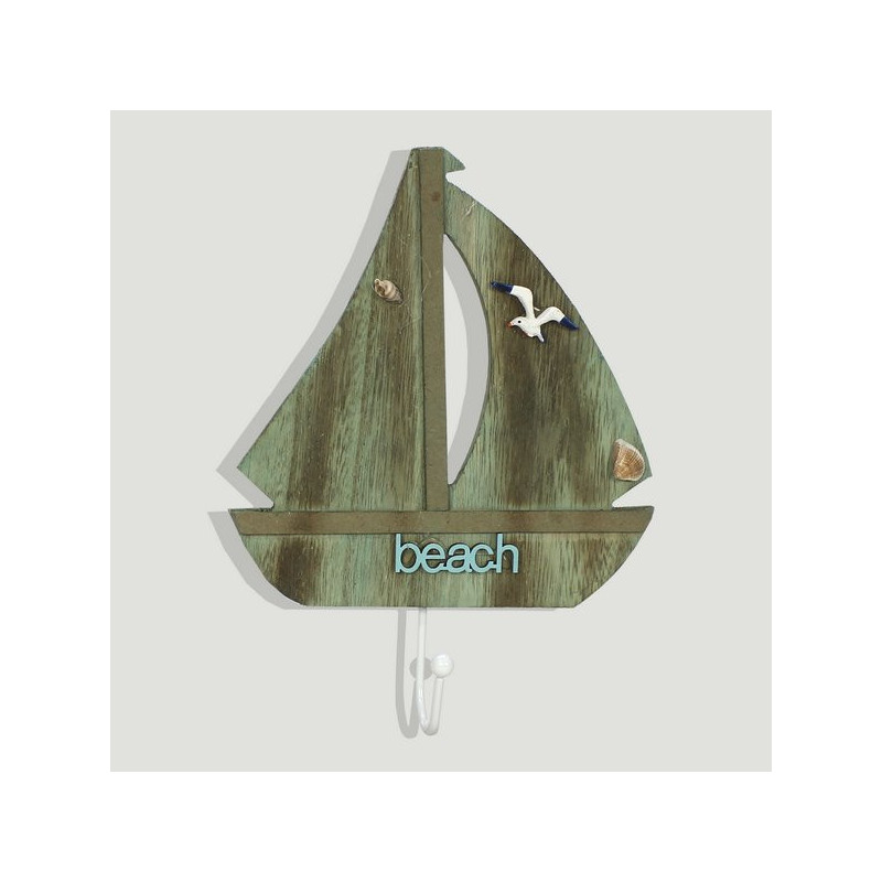 Colgador madera nautico barca BEACH 17x24cm Colgador madera nautico barca BEACH 17x24cm
