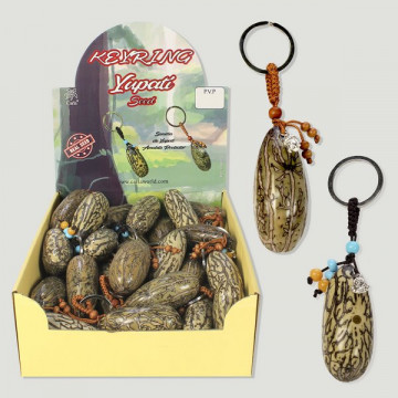 KEYRING YUPATI SEED. Llavero de Semilla con amuleto de metal