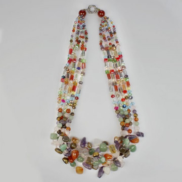 Collar Mixto minerales. 5 vueltas 50cm