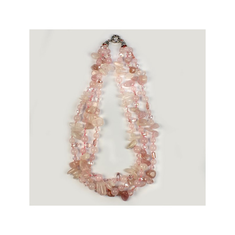 Collar cristal Cuarzo Rosa. 3 vueltas 50cm Collar cristal Cuarzo Rosa. 3 vueltas 50cm