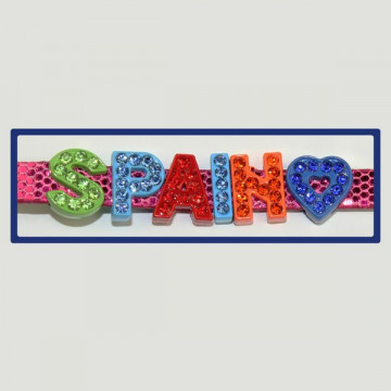 Gancho 01 – Pulsera con nombre Spain. Colores surtidos. 