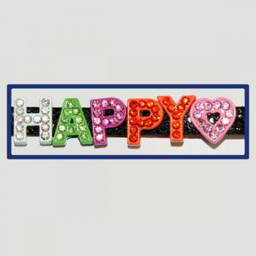 Gancho 16 – Pulsera con nombre Happy. Colores surtidos. 