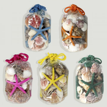 Bolsa souvenir de PVC. Conchas, Estrella puntas surtidas. 9x16cm