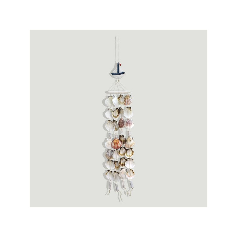 Móvil conchitas. Barco azul y blanco 60cm Móvil conchitas. Barco azul y blanco 60cm