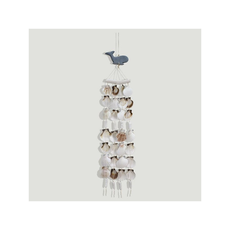 Móvil conchitas ballena gris 60cm aprox Móvil conchitas ballena gris 60cm aprox