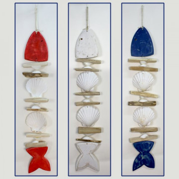Móvil 2 vieira con tronquitos. Modelo pez espina. Colores surtidos. 70cm