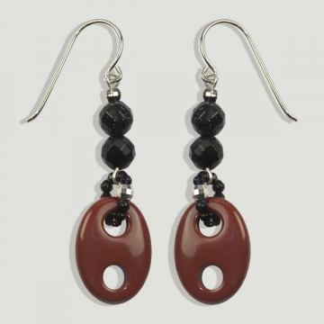Pendientes FOREST Plata. Aventurina oro azul y Jaspe rojo