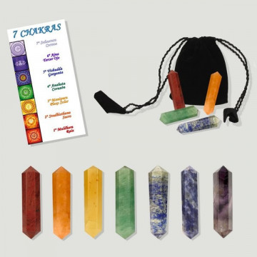 CHAKRAS. Puntas biterminadas Chakra con bolsa terciopelo