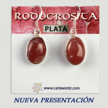 Pendientes plata. Cabujó Rodocrosita. 4 a 8gr. (PRECIO POR GRAMO)