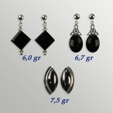 Pendientes plata. Azabache Shungita. 6 a 8gr. (PRECIO POR GRAMO)