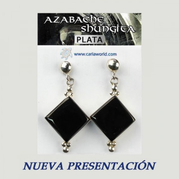 Pendientes plata. Azabache Shungita. 6 a 8gr. (PRECIO POR GRAMO)