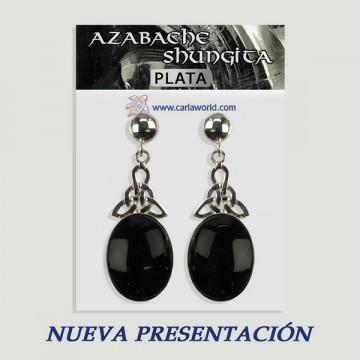 Pendientes plata. Azabache Shungita. 6 a 8gr. (PRECIO POR GRAMO)