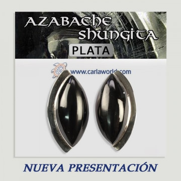 Pendientes plata. Azabache Shungita. 6 a 8gr. (PRECIO POR GRAMO)