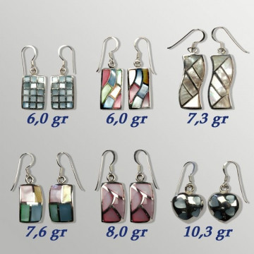 Pendientes plata. Nacar. 6 a 11gr. (PRECIO POR GRAMO)