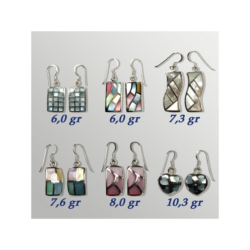 Pendientes plata. Nacar. 6 a 11gr. (PRECIO POR GRAMO) Pendientes plata. Nacar. 6 a 11gr. (PRECIO POR GRAMO)