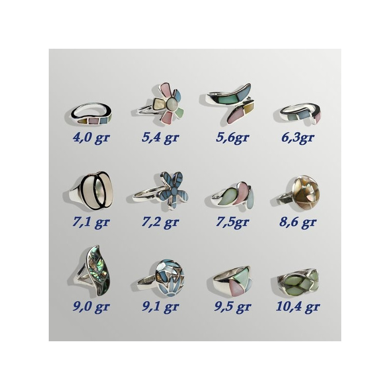Anillo plata. Nacar. 4 a 10gr. (PRECIO POR GRAMO) Anillo plata. Nacar. 4 a 10gr. (PRECIO POR GRAMO)