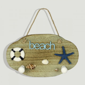 Colgador doble madera nautico oval BEACH 20x12cm