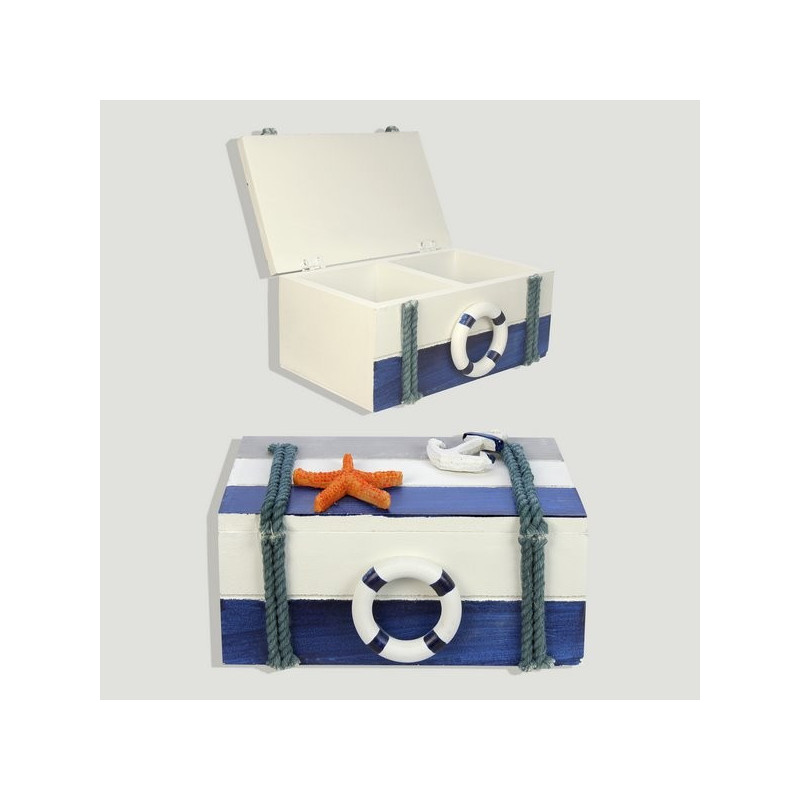 Caja madera nautica con cuerda 16x7,5x9,5cm Caja madera nautica con cuerda 16x7,5x9,5cm