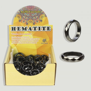 HEMATITE. Anillo facetado Hematites