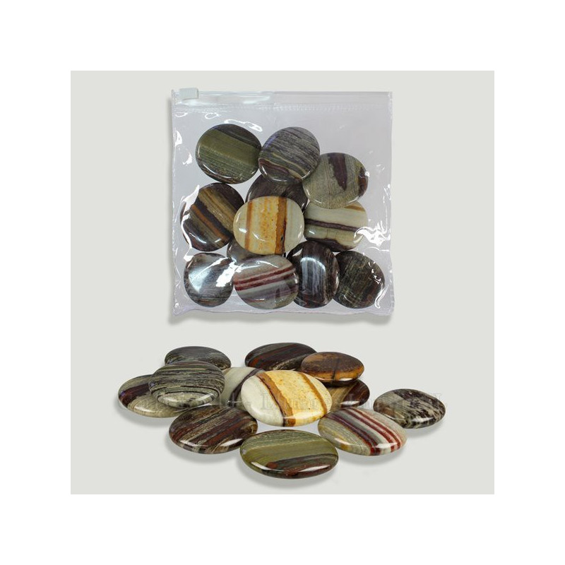 Rodado plano pulido Jaspe bandeado 3-4cm aprox Rodado plano pulido Jaspe bandeado 3-4cm aprox