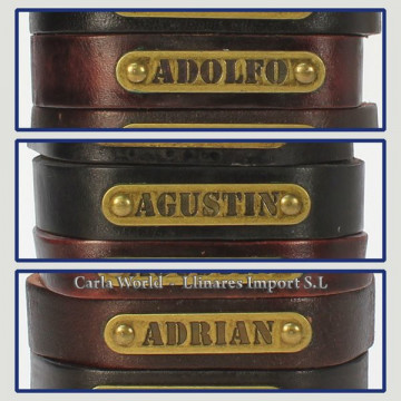 Gancho 02 – Pulsera piel con nombre. Letra A: Adolfo, Agustín y Adrián