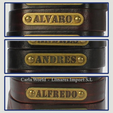 Gancho 06 – Pulsera piel con nombre. Letra A: Álvaro, Andrés y Alfredo