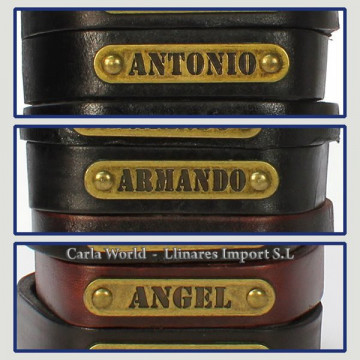 Gancho 08 – Pulsera piel con nombre. Letra A: Antonio, Armando y Ángel