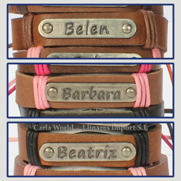 Gancho 11 – Pulsera piel con nombre. Letra B: Belén, Bárbara y Beatriz