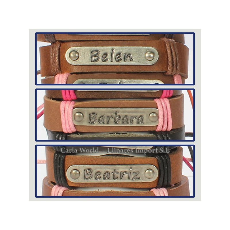 Gancho 11 – Pulsera piel con nombre. Letra B: Belén, Bárbara y Beatriz Gancho 11 – Pulsera piel con nombre. Letra B: Belén, Bárbara y Beatriz