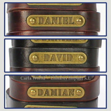 Gancho 14 – Pulsera piel con nombre. Letra D: Daniel, David y Damián