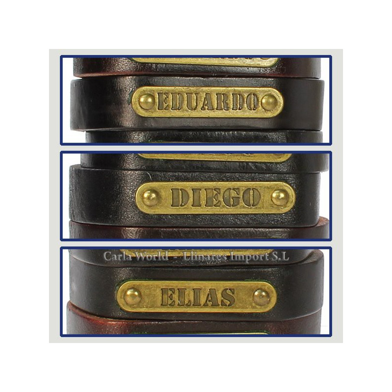 Gancho 16 – Pulsera piel con nombre. Letras D,E: Eduardo, Diego y Elías Gancho 16 – Pulsera piel con nombre. Letras D,E: Eduardo, Diego y Elías