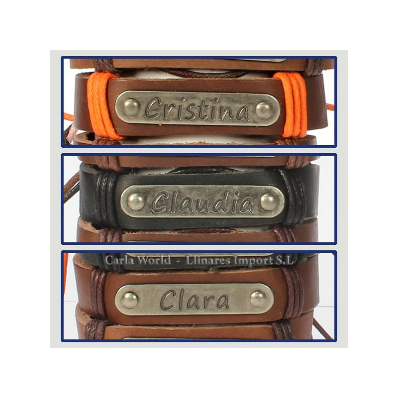 Gancho 17 – Pulsera piel con nombre. Letra C: Cristina, Claudia y Clara Gancho 17 – Pulsera piel con nombre. Letra C: Cristina, Claudia y Clara