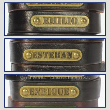 Gancho 18 – Pulsera piel con nombre. Letra E: Emilio, Esteban y Enrique