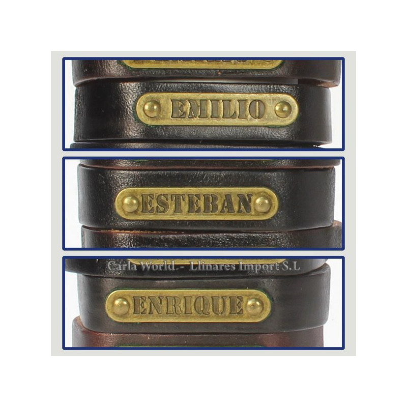 Gancho 18 – Pulsera piel con nombre. Letra E: Emilio, Esteban y Enrique Gancho 18 – Pulsera piel con nombre. Letra E: Emilio, Esteban y Enrique
