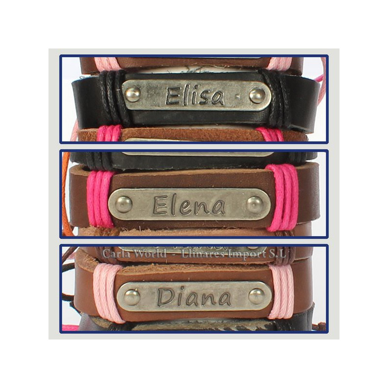 Gancho 19 – Pulsera piel con nombre. Letras D,E: Elisa, Elena y Diana Gancho 19 – Pulsera piel con nombre. Letras D,E: Elisa, Elena y Diana