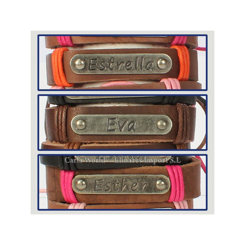 Gancho 23 – Pulsera piel con nombre. Letra E: Estrella, Eva y Esther Gancho 23 – Pulsera piel con nombre. Letra E: Estrella, Eva y Esther