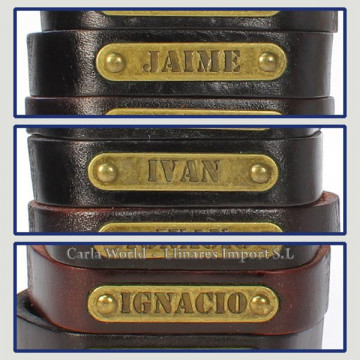 Gancho 26 – Pulsera piel con nombre. Letras I, J: Jaime, Iván e Ignacio