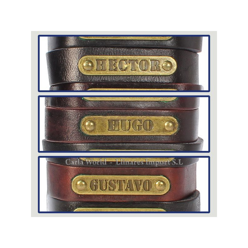 Gancho 28 – Pulsera piel con nombre. Letras G,H: Héctor, Hugo y Gustavo Gancho 28 – Pulsera piel con nombre. Letras G,H: Héctor, Hugo y Gustavo