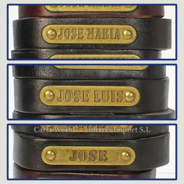 Gancho 32 – Pulsera piel con nombre. Letra J: Jose María, Jose Luis y José