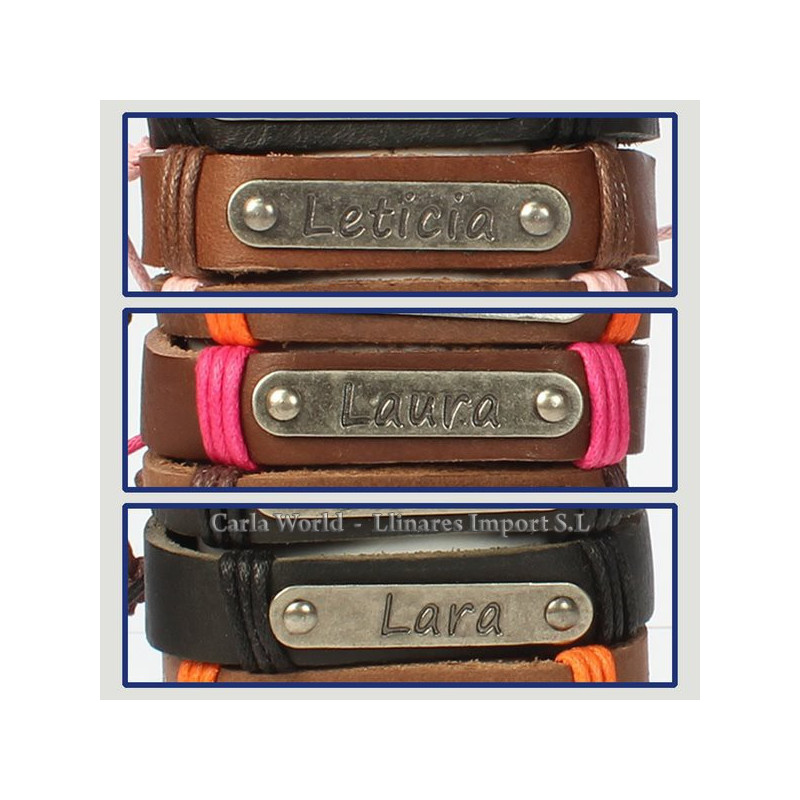 Gancho 33 – Pulsera piel con nombre. Letra L: Leticia, Laura y Lara Gancho 33 – Pulsera piel con nombre. Letra L: Leticia, Laura y Lara