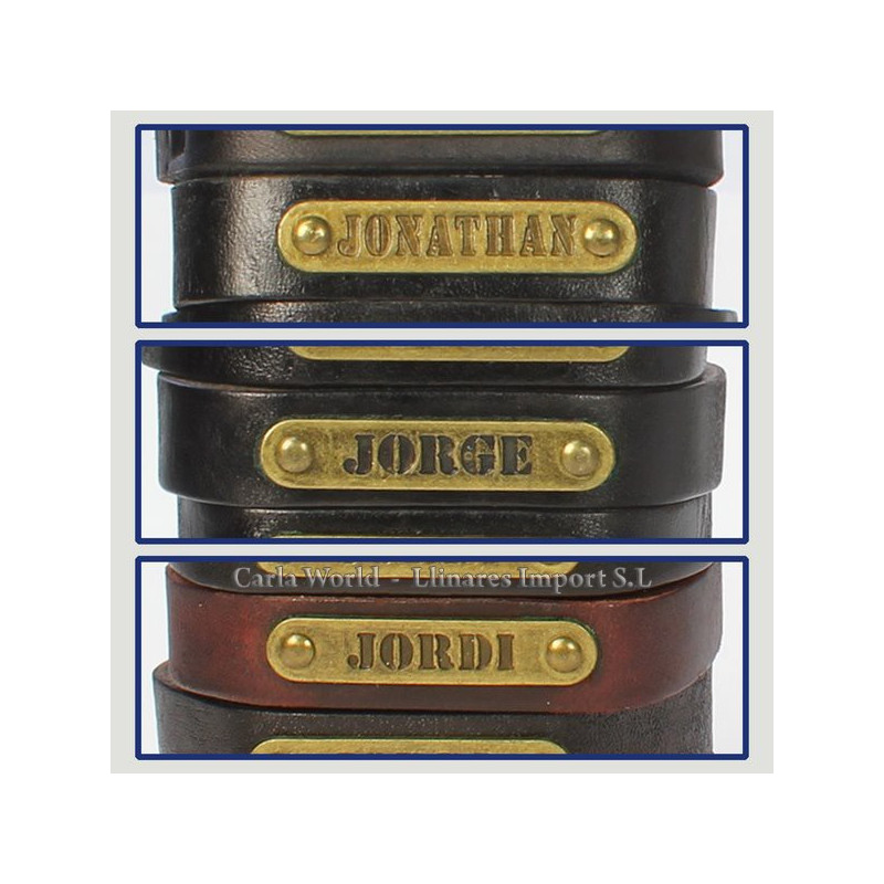 Gancho 34 – Pulsera piel con nombre. Letra J: Jonathan, Jorge y Jordi Gancho 34 – Pulsera piel con nombre. Letra J: Jonathan, Jorge y Jordi