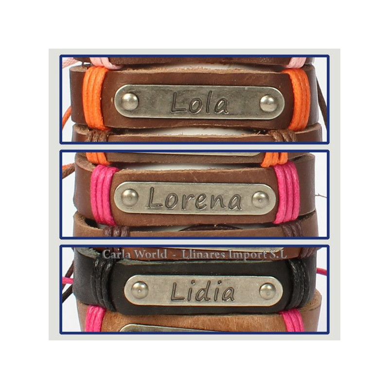 Gancho 35 – Pulsera piel con nombre. Letra L: Lola, Lorena y Lidia Gancho 35 – Pulsera piel con nombre. Letra L: Lola, Lorena y Lidia