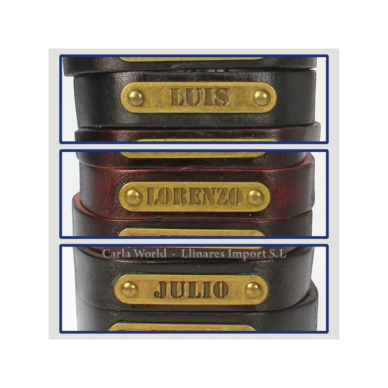 Gancho 36 – Pulsera piel con nombre. Letras J,L: Luis, Lorenzo y Julio Gancho 36 – Pulsera piel con nombre. Letras J,L: Luis, Lorenzo y Julio