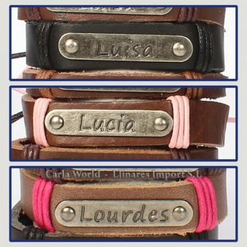 Gancho 37 – Pulsera piel con nombre. Letra L: Luisa, Lucía y Lourdes